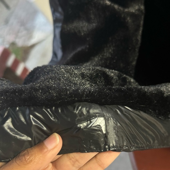 LA Coalition black puff jacket womens L long hood FAUX Fur Collar Winter Coat - Picture 6 of 10